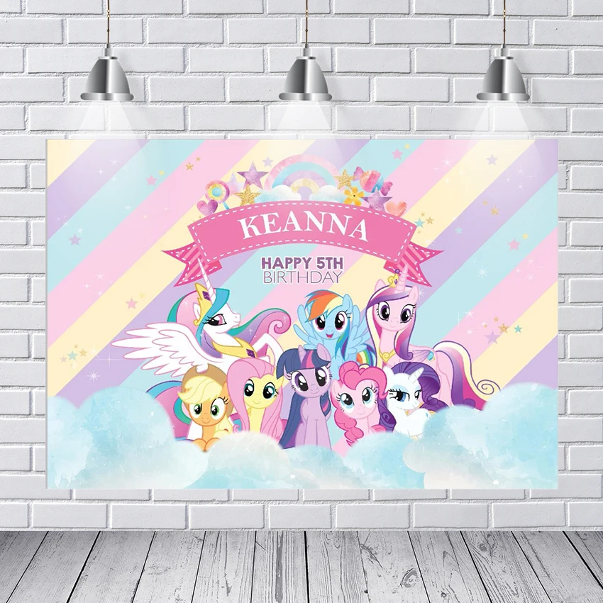 Виниловый фон для студийной фотосъемки с днем рождения My Little Pony Радуга облака