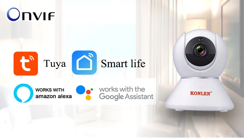 Ip-камера KONLEN Tuya, wifi, смарт-приложение, 1080 P, HD CCTV, Onvif, ночное беспроводное охранное видеонаблюдение, Google Home Alexa, совместимо