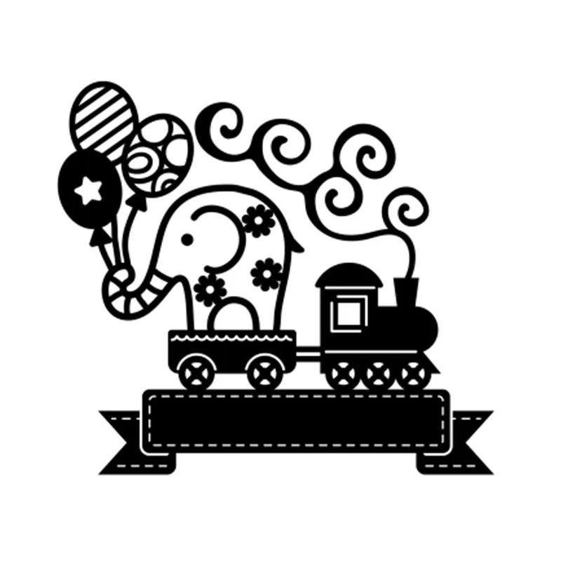 DiyArts баннер штампы Слон на поезде металлические трафареты для DIY скрапбукинга