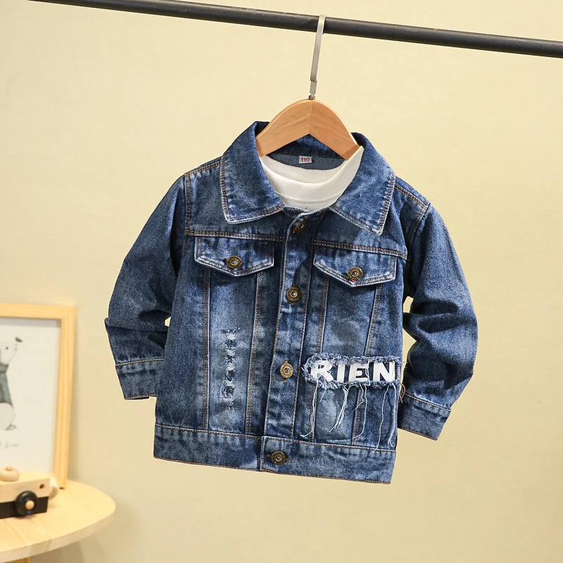 Джинсовая куртка для мальчиков и девочек повседневная верхняя одежда с длинным