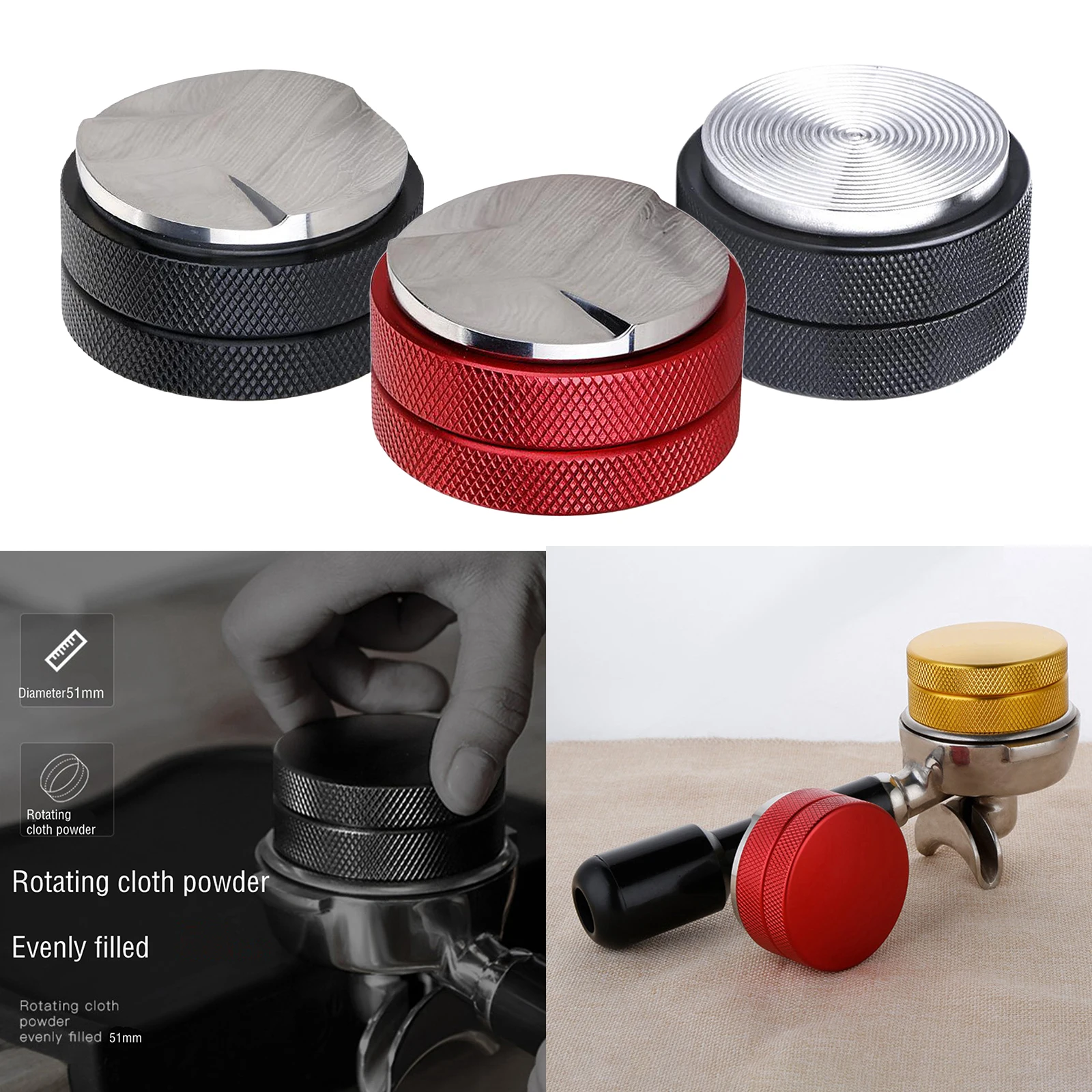 

51mm Stainless Coffee Tamper Height Adjustable Espresso Coffee Distributor