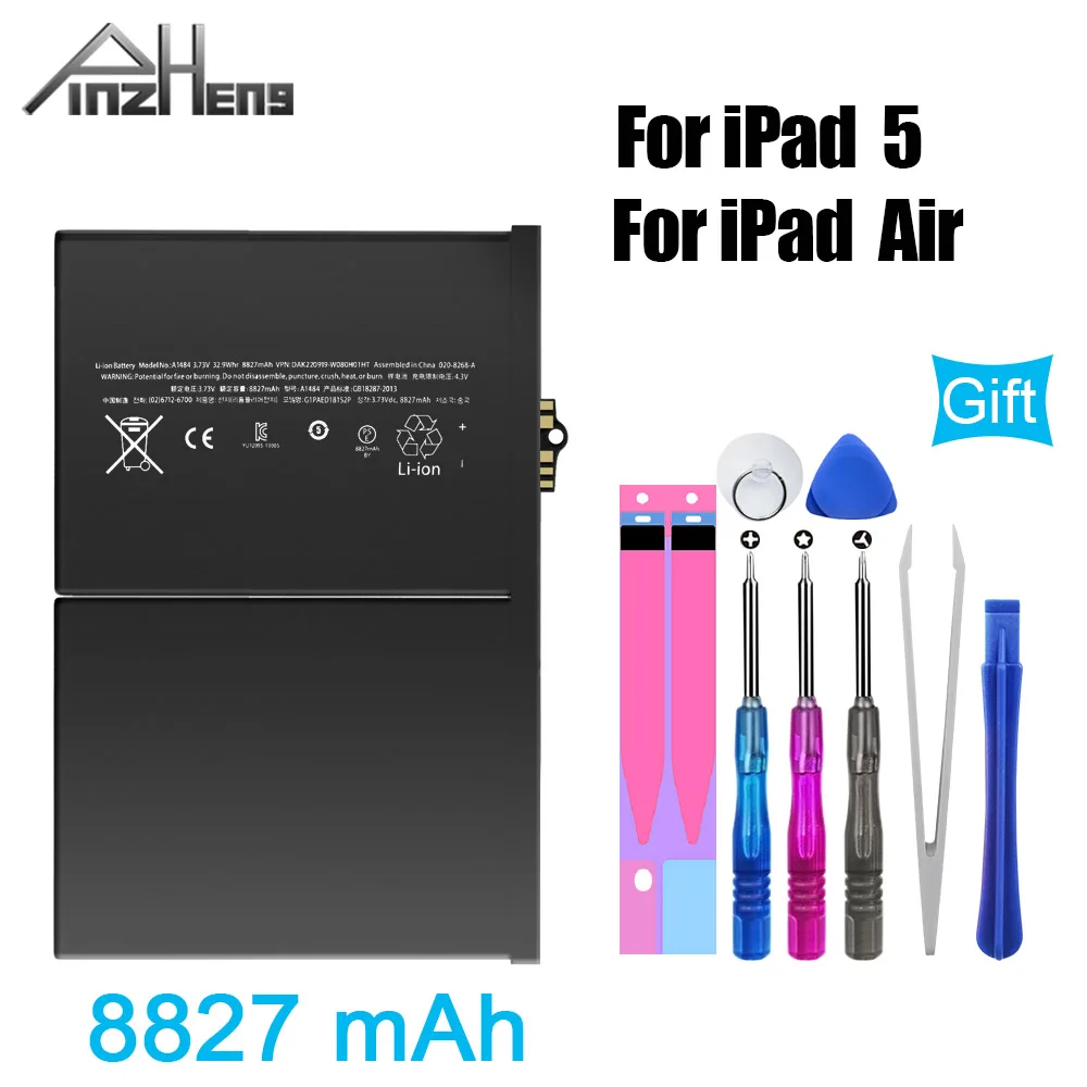 Аккумулятор для планшета PINZHENG для iPad 5 Air iPad5 A1475 A1474 A1484 8827 мАч Сменный аккумулятор для планшета iPad5 с инструментами