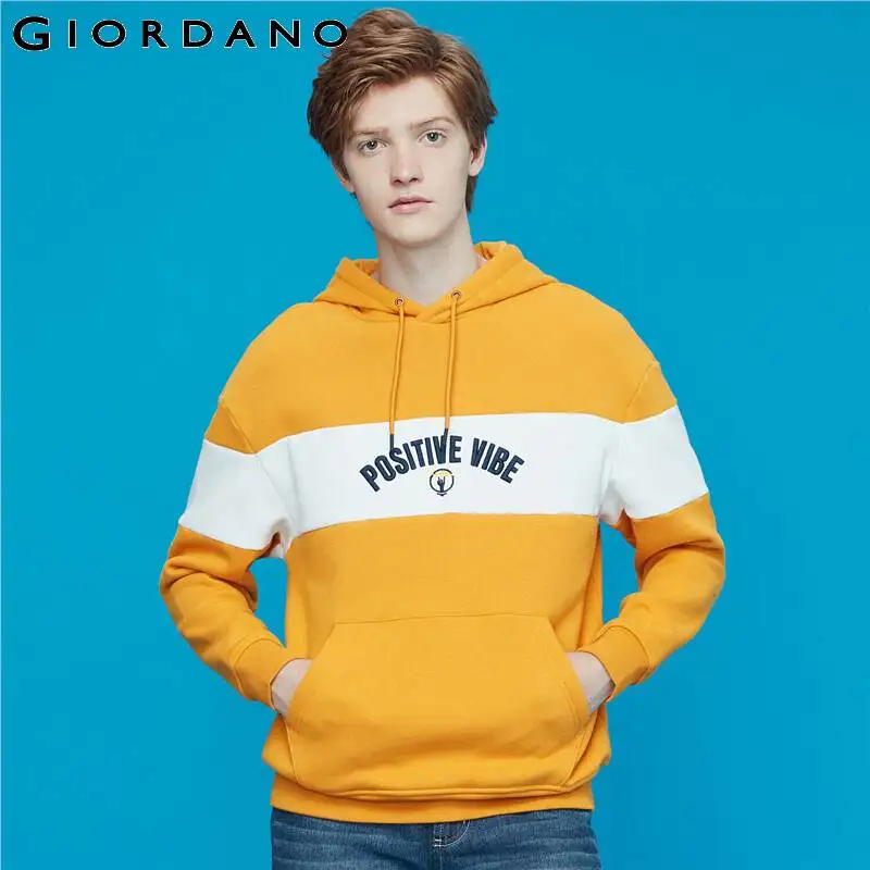 Толстовка Giordano мужская с длинным рукавом Флисовая теплая кофта надписью и