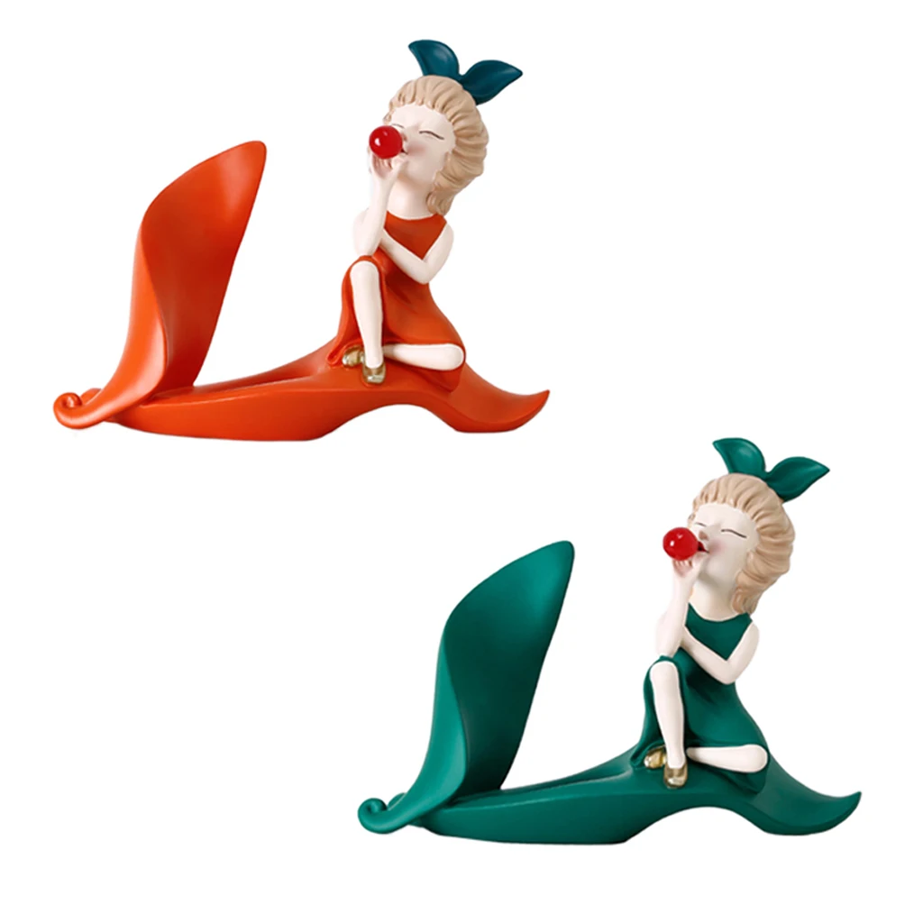 

Bubble Blowing Girl Statue Wine Holder Resin Wine Rack Bar Ornaments Crafts