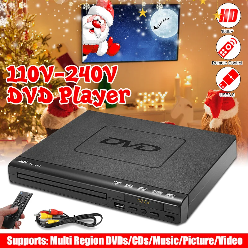 

Multi System 1080P HD DVD Player Portable USB 2.0 3.0 DVD Player Multimedia Digital DVD TV Support HDMI CD SVCD VCD MP3 Function