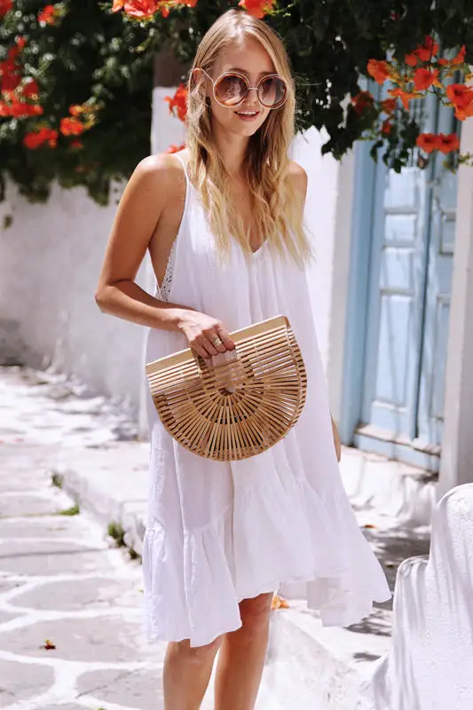 

Summer 2021 American Fashion Sexy Careful Machine Sling Seaside Holiday Beach Skirt Bohemian Goddess Skirt