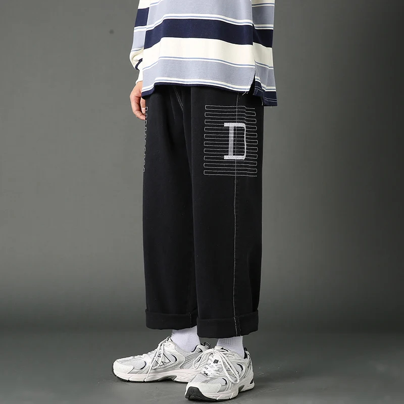 Black Bue Straight Jeans Men Fashion Casual Harem High Street Denim Hip Hop Pants Man Loose Long Trousers Cowboy Modis Cloth