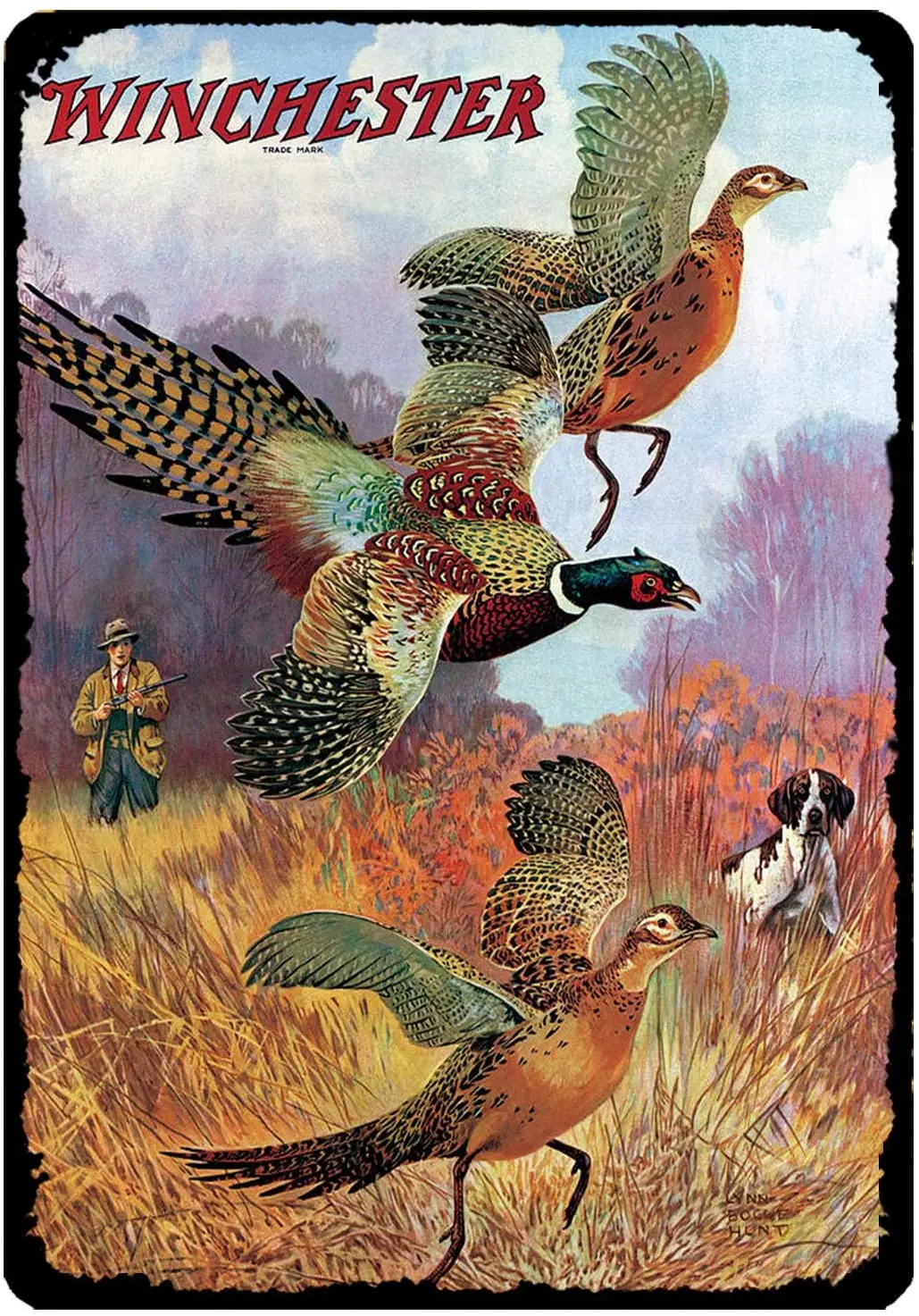 

Vintage Metal Tin Sign Pheasants on The Rise Winchester Hunter for Home Bar Pub Kitchen Garage Restaurant Wall Deocr Plaque Sign