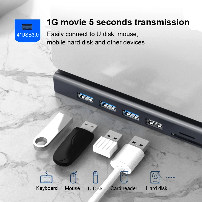 Basix USB C концентратор Док Станция Адаптер Тип к 3 0 HDMI совместимый RJ45 VGA PD для MacBook Pro