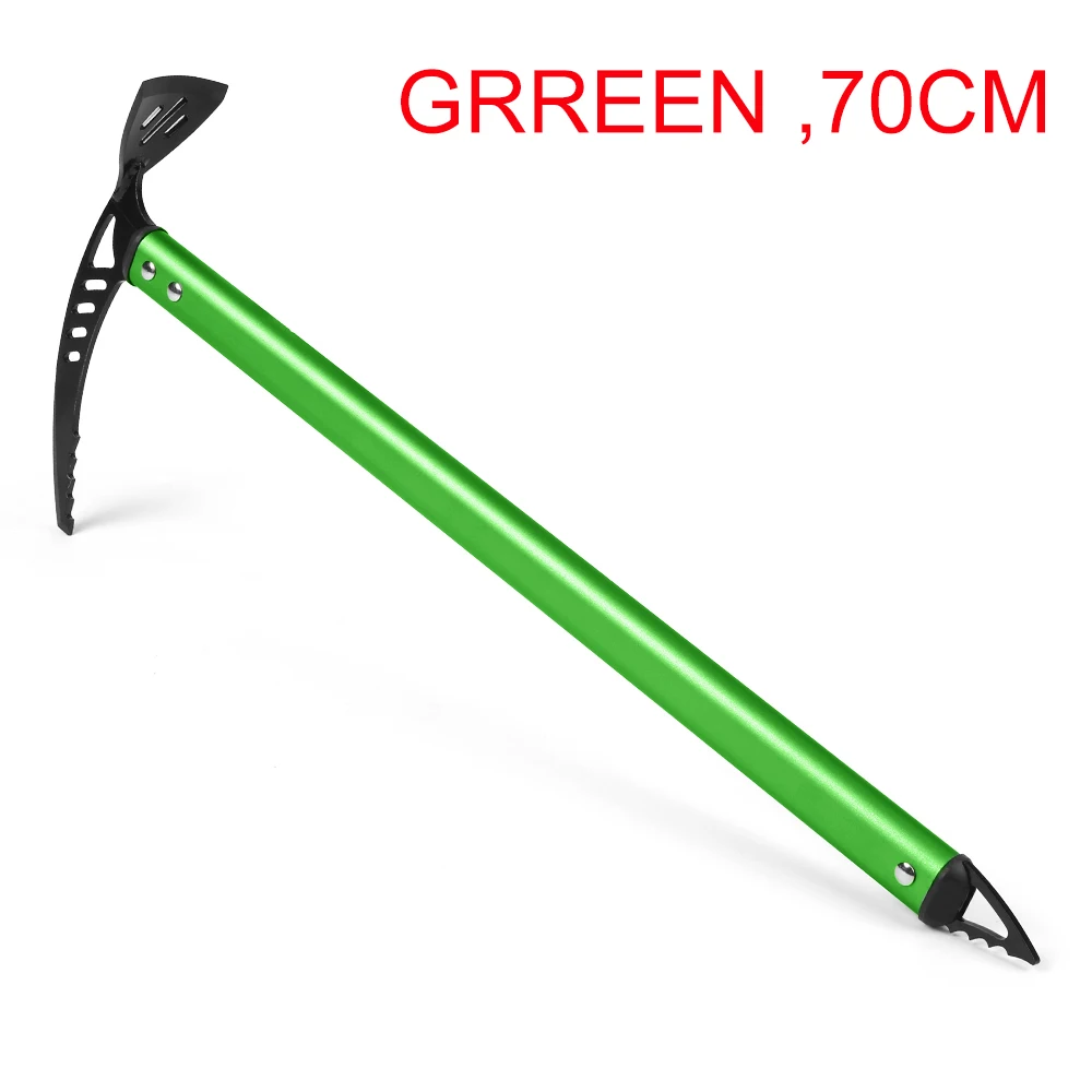 Green 70cm Ледоруб легкий тактический анодированный алюминиевый дизайн самозадержка для пеших прогулок ледник Снежный топор ручные инструменты Зимний спорт - Цвет: Green 70cm