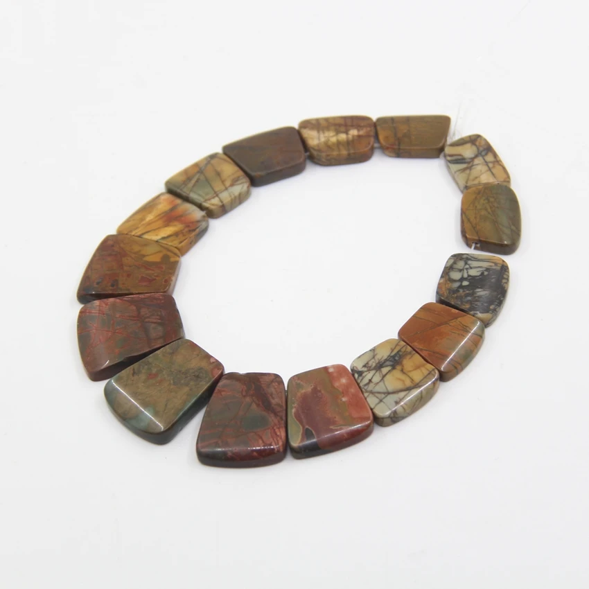 Подвески для ожерелья, 15 шт., натуральный яшмы Пикассо, трапециевидная плита, градиентные бусины с отверстием сверху, Кусочки Камня, ювелирные изделия Mking