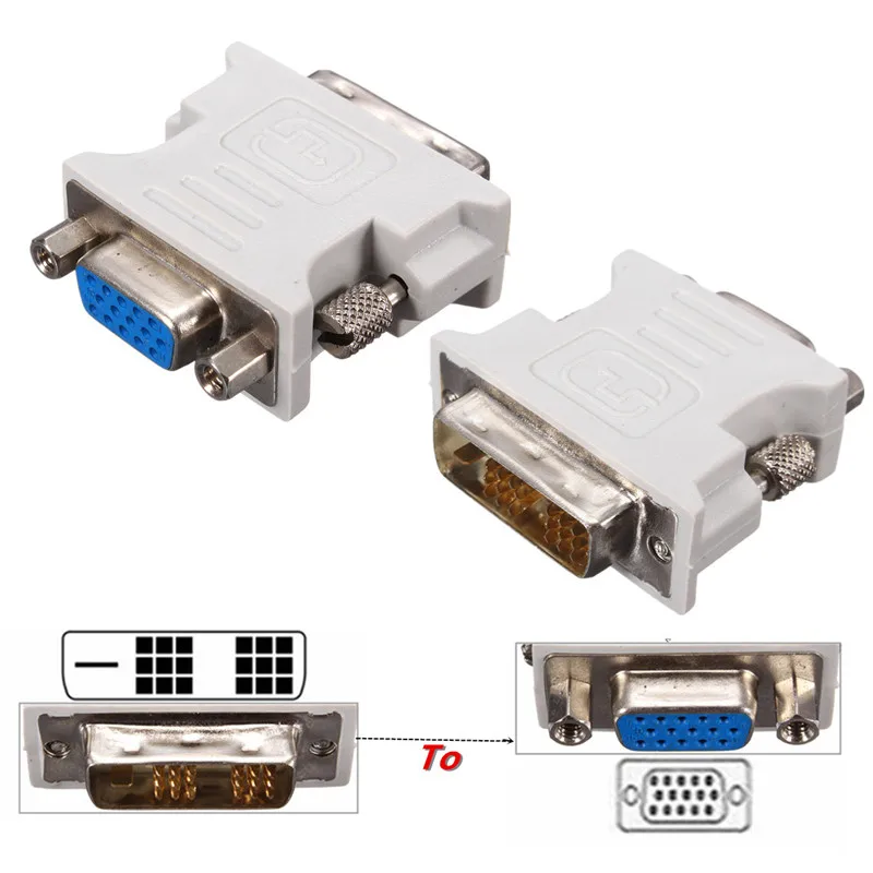 DVI-D 18 + 1Pin штекер к HD 15 Pin VGA SVGA Женская видеокарта монитор ЖК-конвертер адаптер для