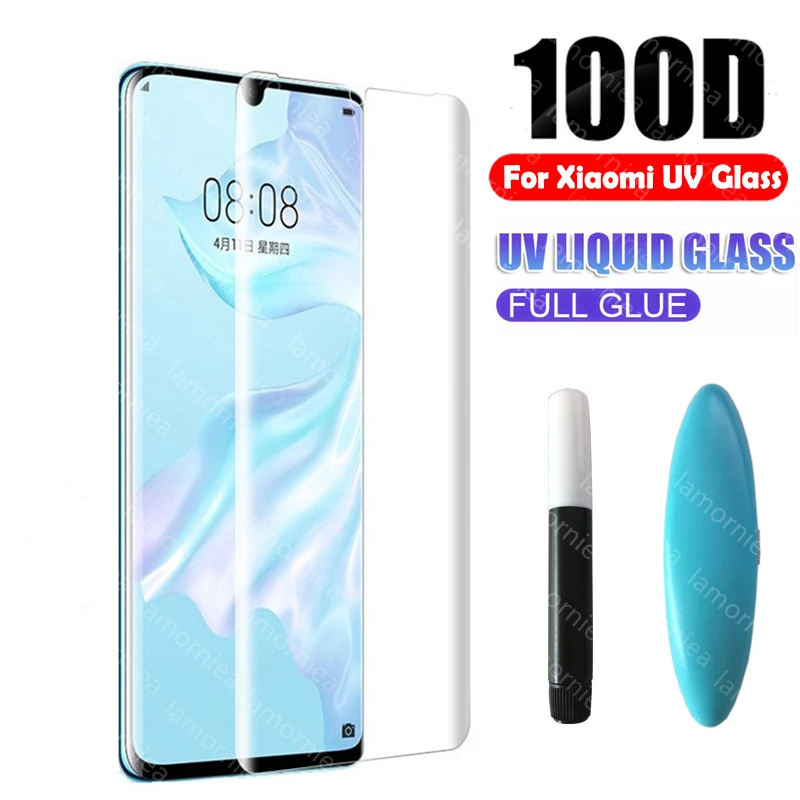 Жидкое УФ стекло с клеем 100D для Xiaomi Mi CC9 Pro Note 10 защитная пленка на весь экран Redmi 8 8A
