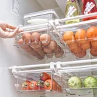 Органайзер для еды, контейнер для хранения свежести на холодильнике, кухонные принадлежности, фрукты и овощей, выдвижной прозрачный пластиковый ящик для хранения