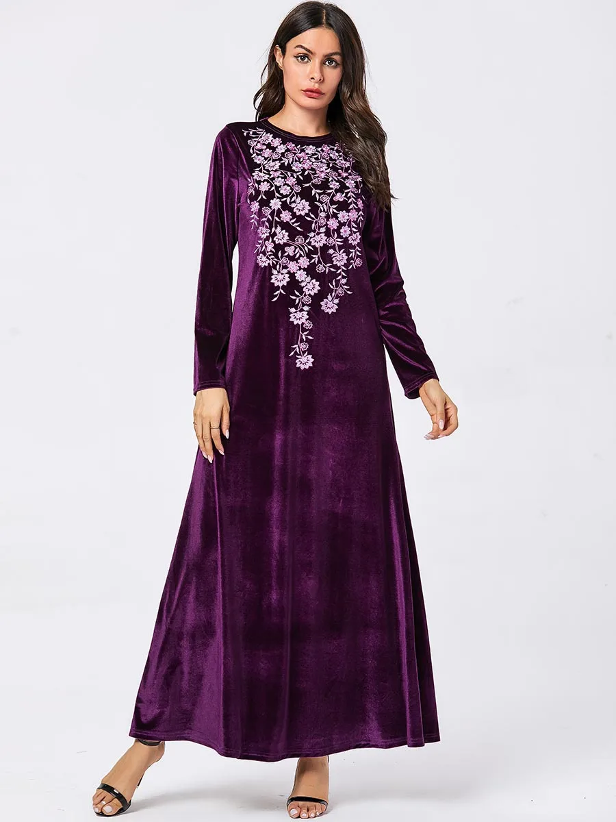 Женское бархатное платье Дубай мусульманское кимоно длинное элегантная женская