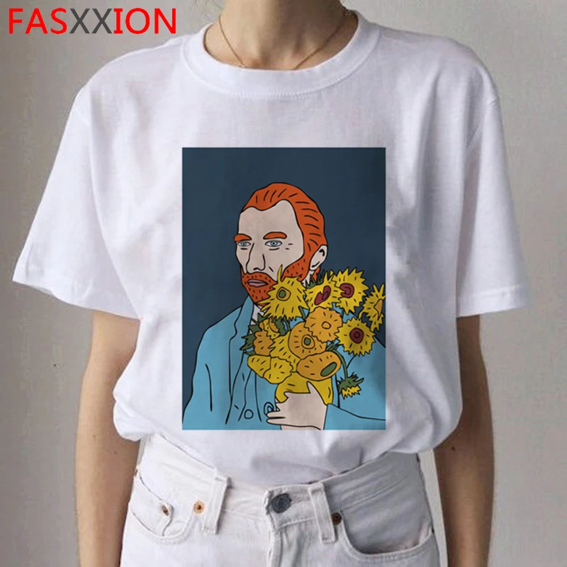 Van Gogh Van Goghing Van Gone футболки HARAJUKU женские Рисование маслом Ullzang футболка Веселая 90s футболки модные футболки женские - Цвет: 9318