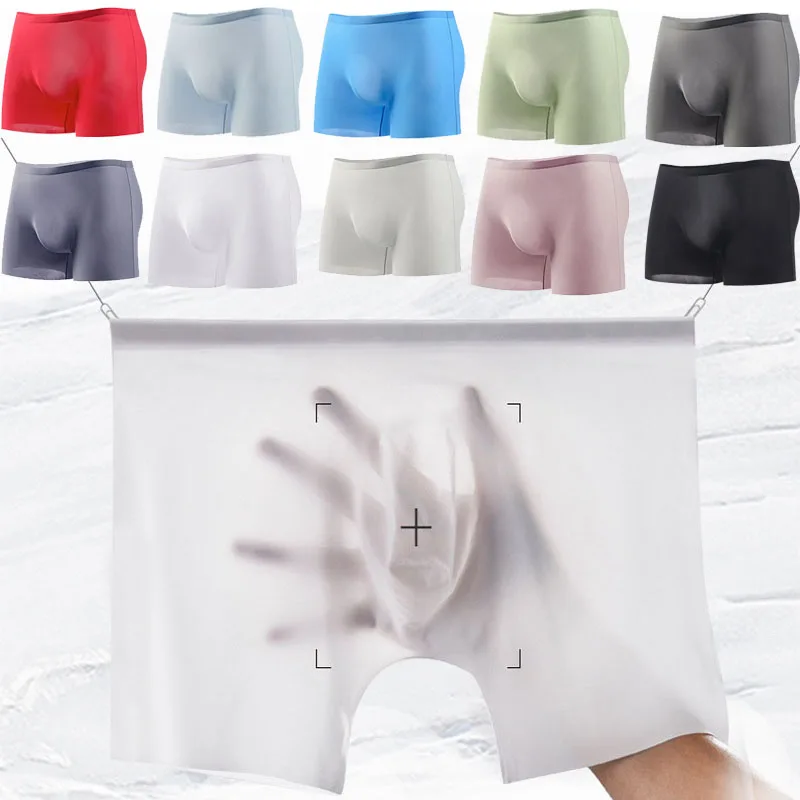 

Men Underwear Boxer Shorts Ice Silk Seamless U Convex Design Very Soft Kilot Male Men's Underpants Cueca Boxer Homme