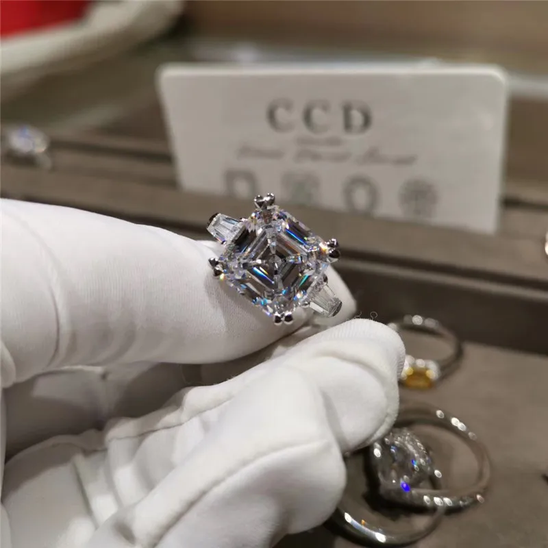 2020 леди обручальное кольцо 925 стерлингового серебра огранка Ашер 6ct AAAAA cz