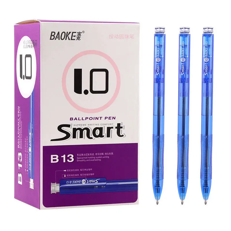 

48pcs Baoke B13 Press Ballpoint Pen 1.0mm Bold Black Blue Single Office Oil Pen Work