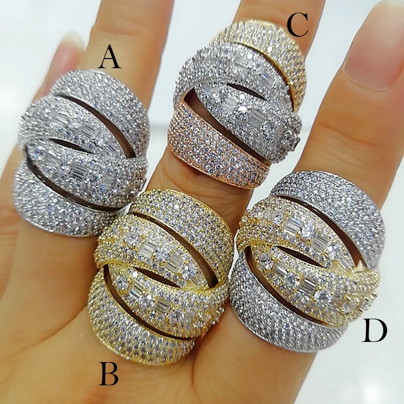 Женское кольцо с фианитами GODKI роскошное обручальное 4 слоями Ювелирное