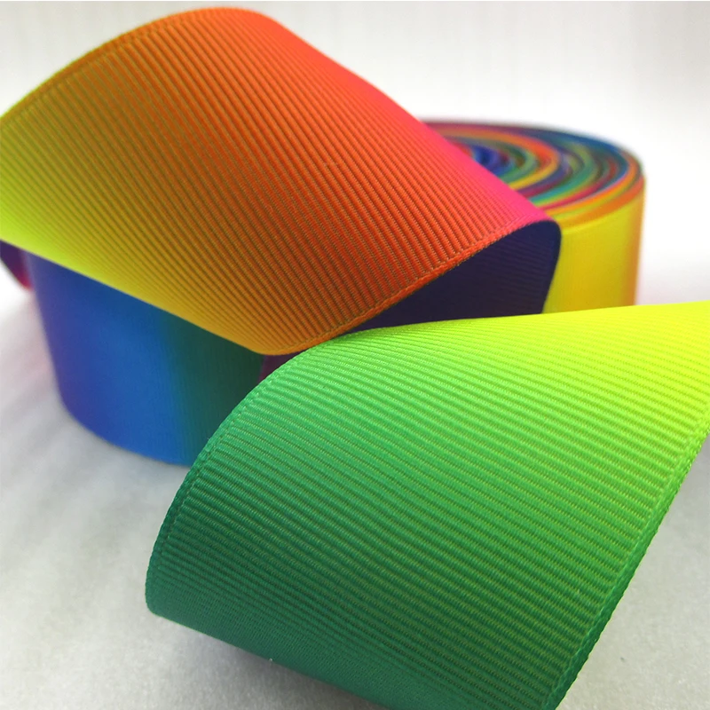 

New 50Yards 38mm Gradient Color Grosgrain Ribbon Fabric DIY Wrapping/Party/Hair Bow Decoration Art Sewing Material,50Yc635