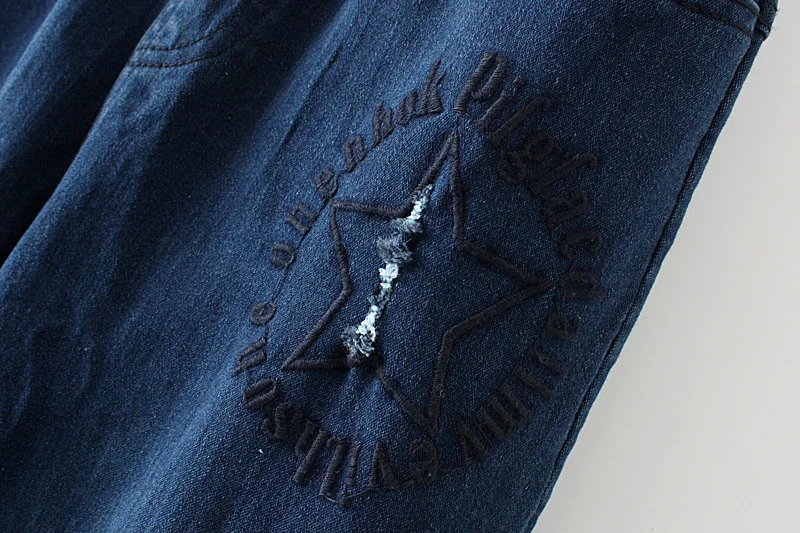 

Plus Size Blue Black XL-4XL Women's Casual Jeans Elastic Waist Slim Letter Printed Denim Pants