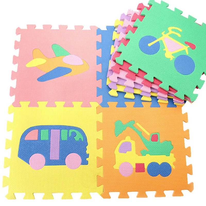 Transportation 9pc Meitoku Детские EVA пены игровой коврик-пазл/Блокировка транспорта пол ковер, каждый 32 см X 32 см = 1" X 12" 1 см толщиной - Цвет: Transportation 9pc