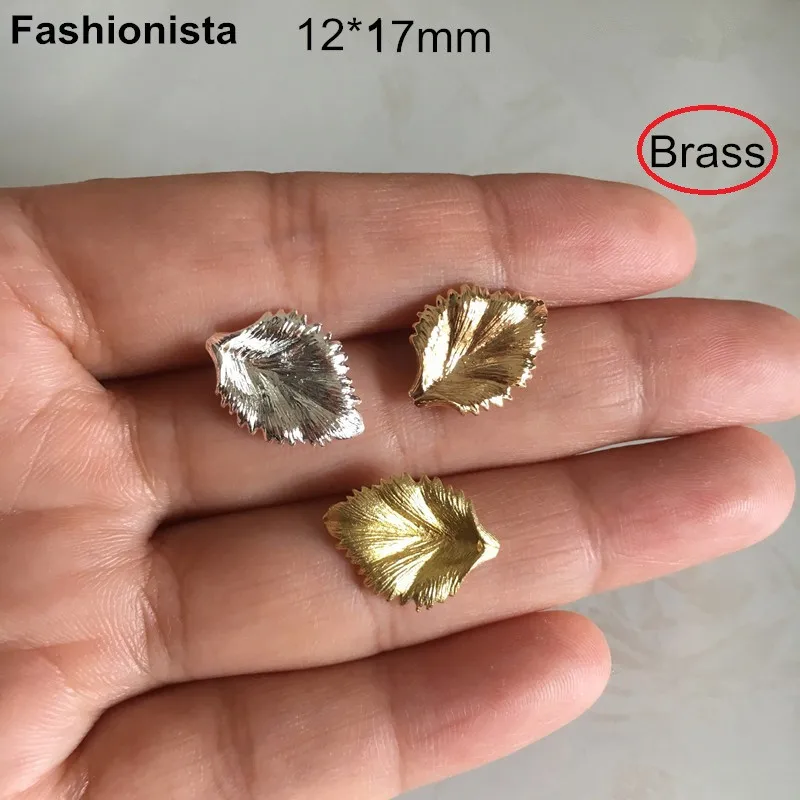 16 шт. Латунное литье лист подвески 12*17 мм незакалённая медь золотого цвета