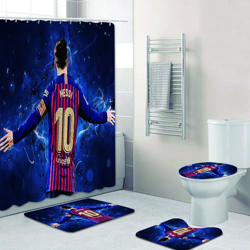 Новинка занавеска для душа и Коврик ванны с Месси ванной принтом Лео