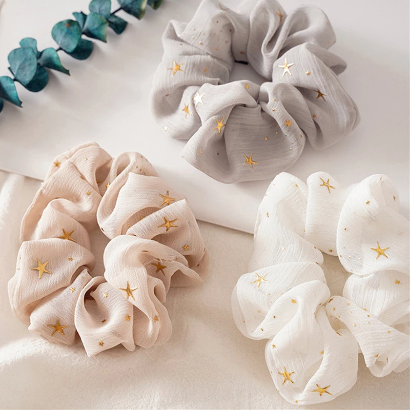 

Однотонная резинка для волос в горошек со звездами, резинка для волос, эластичная резинка для волос, простые яркие аксессуары для конского х...