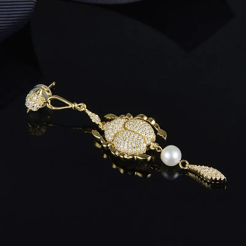 Цельные циркониевые каффы для насекомых висячие серьги с жемчугом 3D