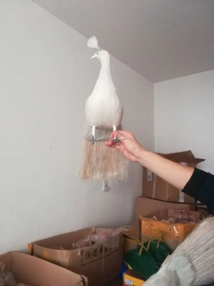 Bonito Pavo real blanco modelo de espuma y pluma hermoso Pavo real p&aacute;jaro regalo alrededor de 80cm XD0068-1