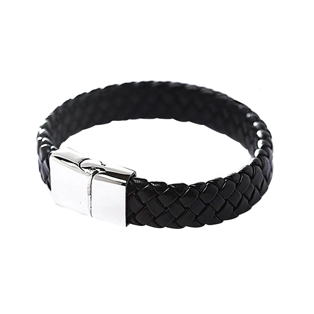 Мужской многослойный браслет из воловьей кожи с магнитной застежкой|Браслеты