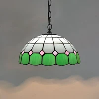 modern mediterranean creative vintage tiffany colored glass green pastoral european style art glass hanging lamp 30cm