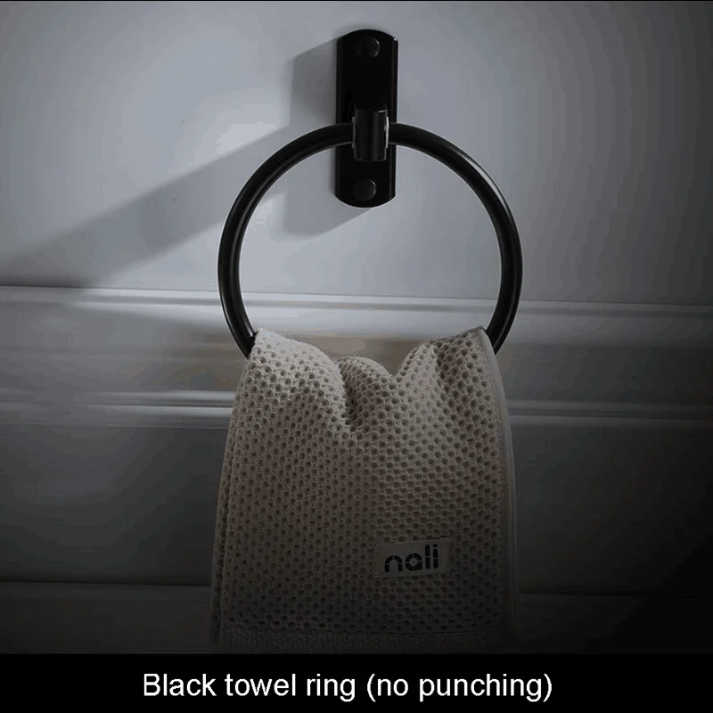 Durable Aluminum Round Wall-Mounted Towel Ring Holder Rack Bathroom Accessories Black White Silvery | Обустройство дома
