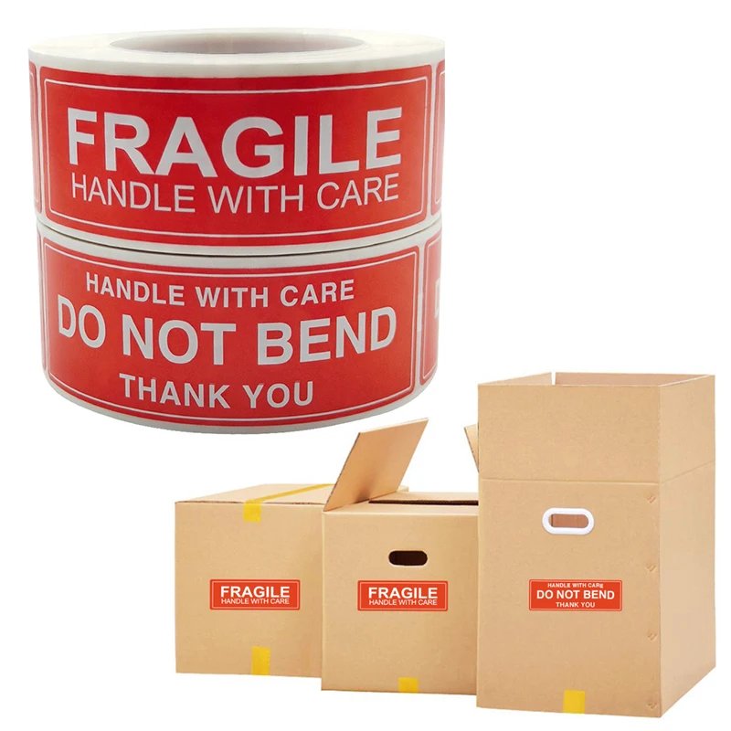 

250Pcs/ Roll Fragile Warning Label Stickers Self-Adhesive Red Fragile Thank You Shipping Labels On Boxes Shipping And Packaging