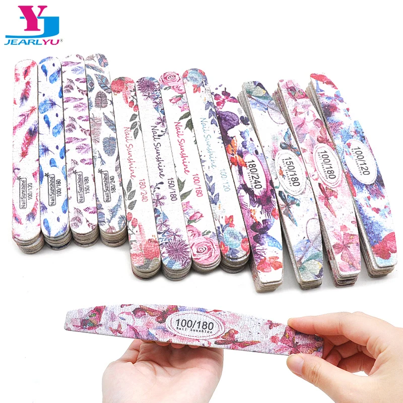 100 Pcs Nail Art Files 100/120/150/180/240 Nails Accessoires Strong Thick Sanding Polishing Files Nail Care Tools lime a ongle