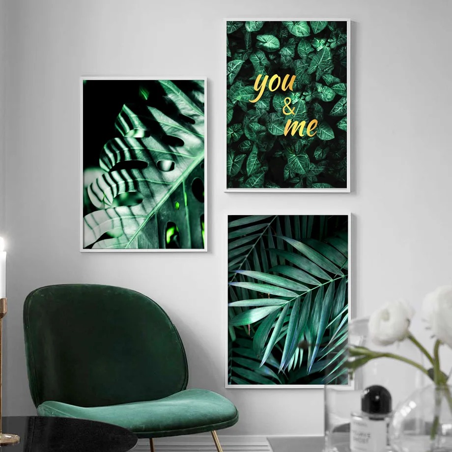 

Monstera Palm Leaf Green Plant Quotes Wall Art Canvas Painting Nordic Posters And Prints Wall Pictures For Living Room Decor