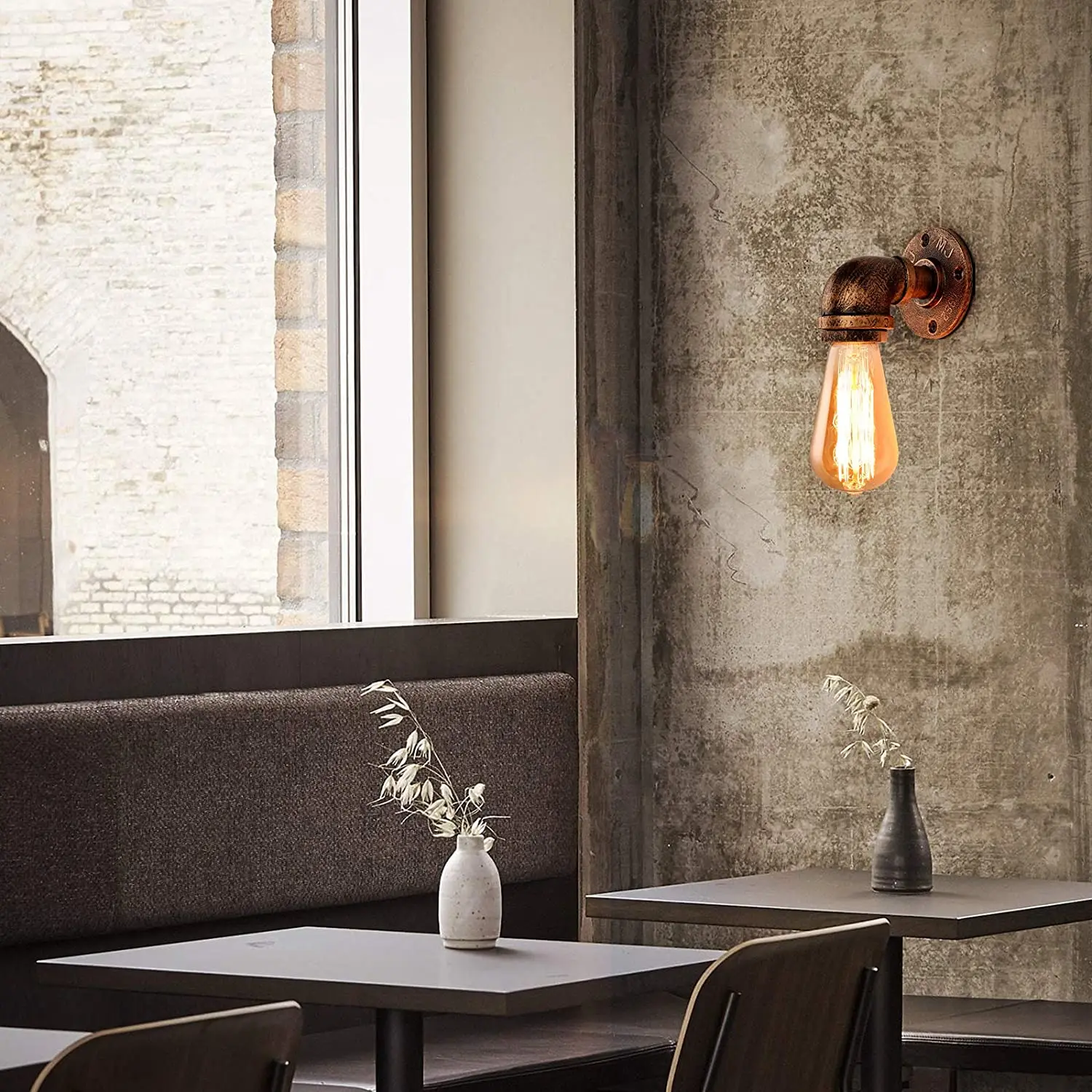 E27 паровой панк Лофт промышленный Железный ржавчину водопровод Ретро настенный