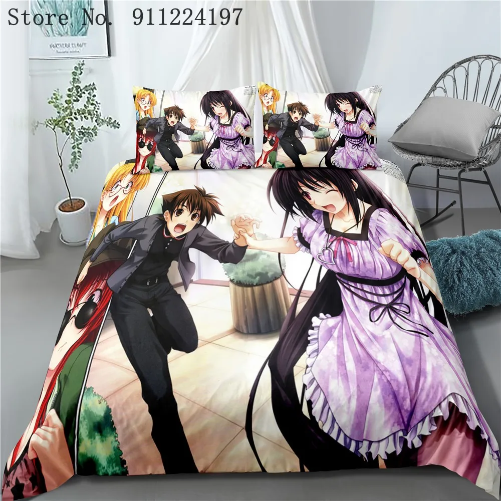 

3D Anime Bedding Set High School Printing Duvet Cover Comfortable Microfiber Single Double Queen King Bedclothes Home Textiles