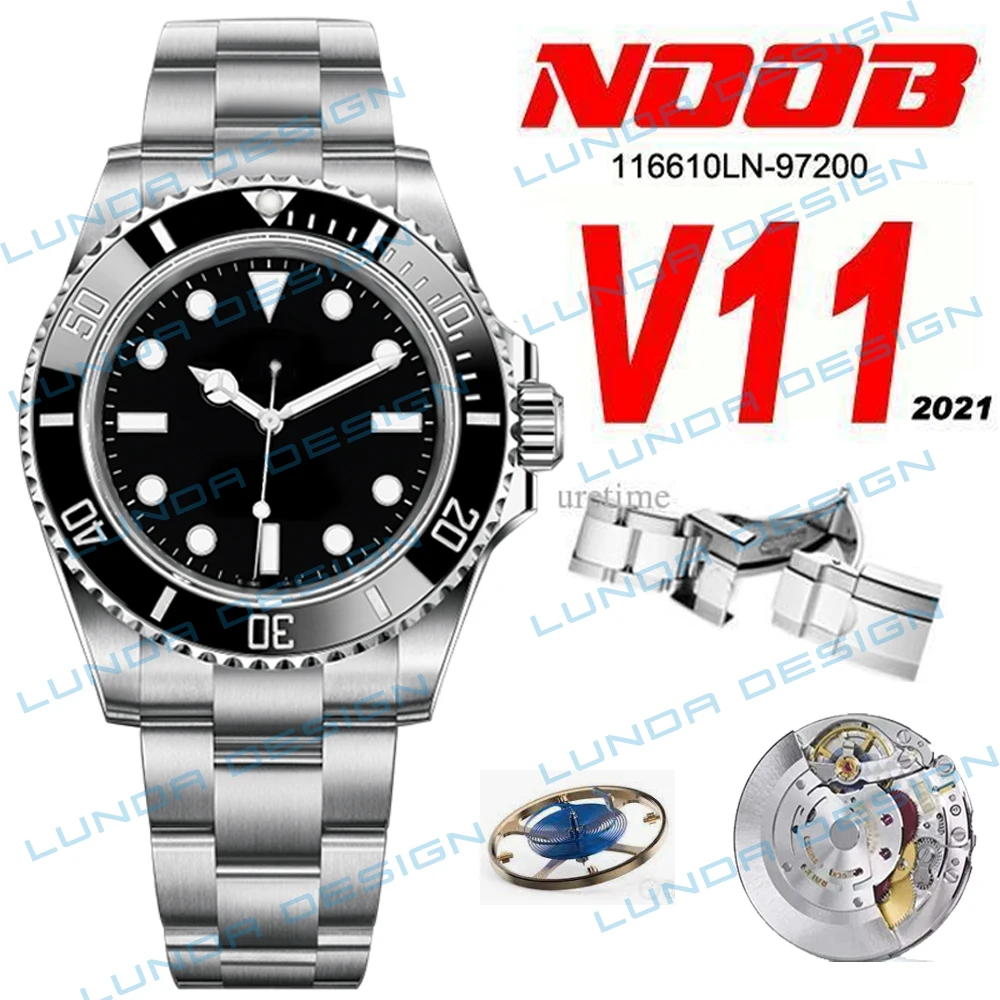

2021 N V11 SA3135 Automatic Mens Watch Black Ceramics Bezel Black Dial 904L Steel Bracelet Best Edition Watches PTRX New