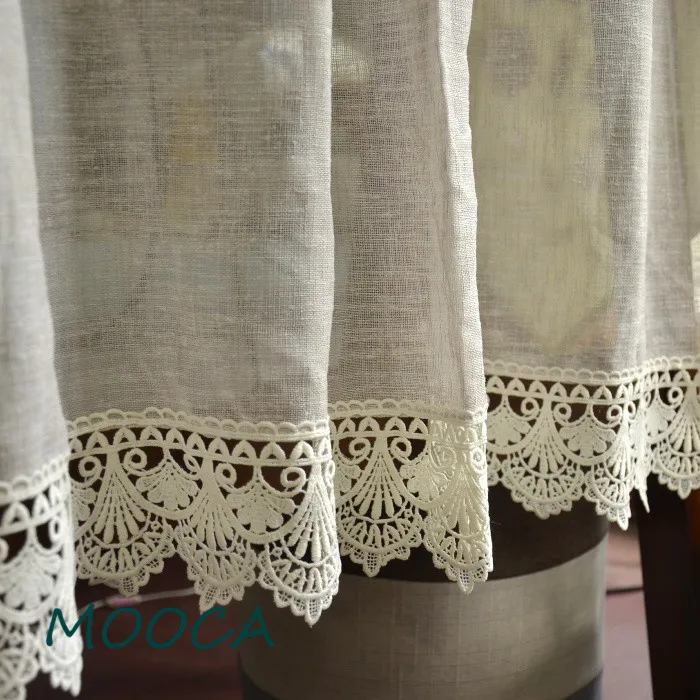 Хлопчатобумажная льняная кружевная занавеска короткая готовая для кухни caffee |