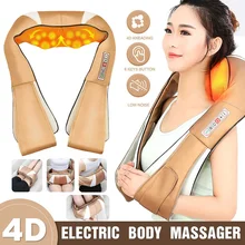 Инфракрасный разминающий массажер с подогревом из искусственной кожи для домашнего автомобиля u-образный Электрический Массажер шиацу для спины шеи и плеч