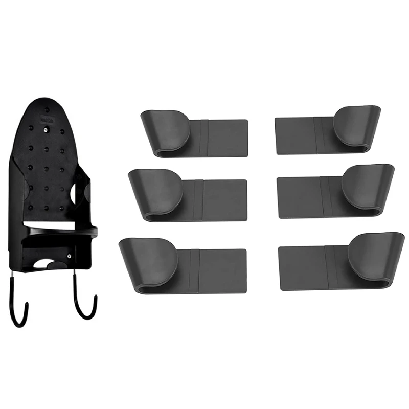 

1x настенная гладильная доска, легко крепится на стену или дверь, железный органайзер и 6 шт. настенных держателей для крышки кастрюли без пер...