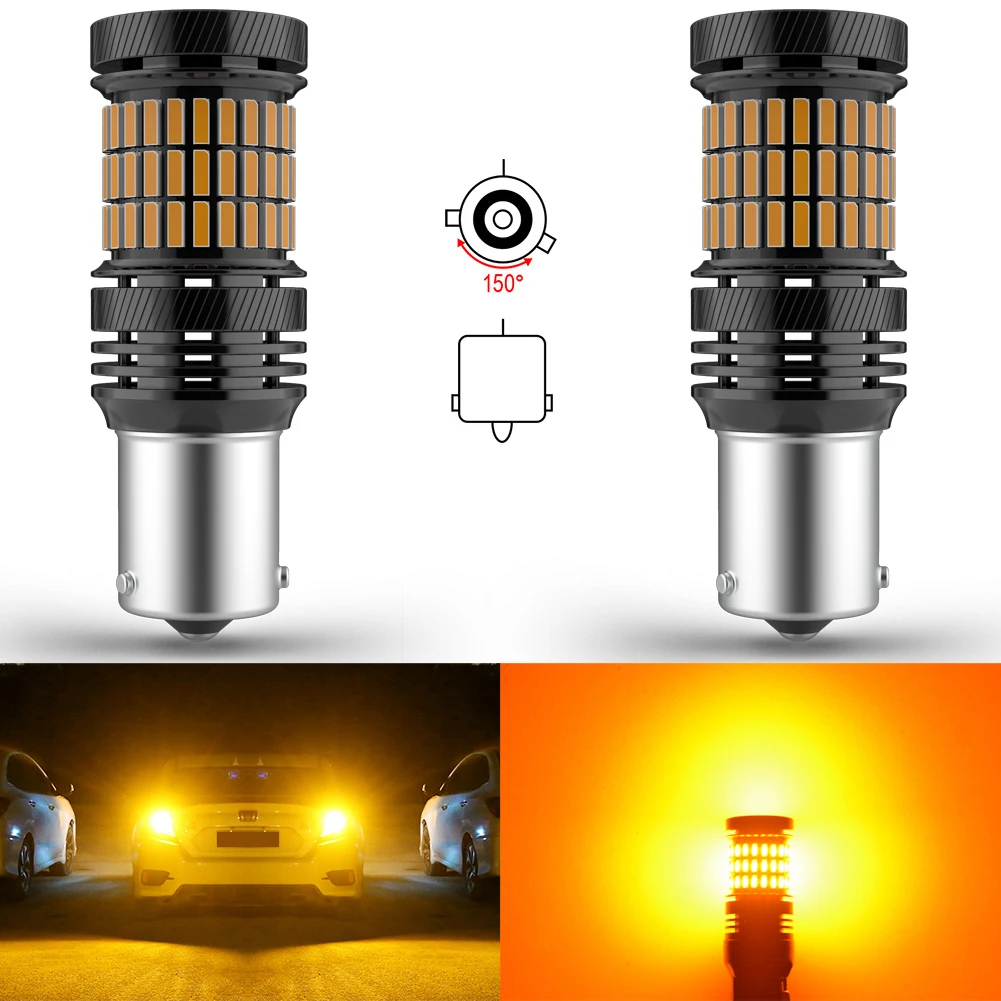 

2x PY21W W21W LED Canbus безошибочный без Hyper Flash LED ba15s Bau15s 1156 wy21w T20 7440 светодиодный сигнал поворота Стоп-сигнал автомобильные оранжевые