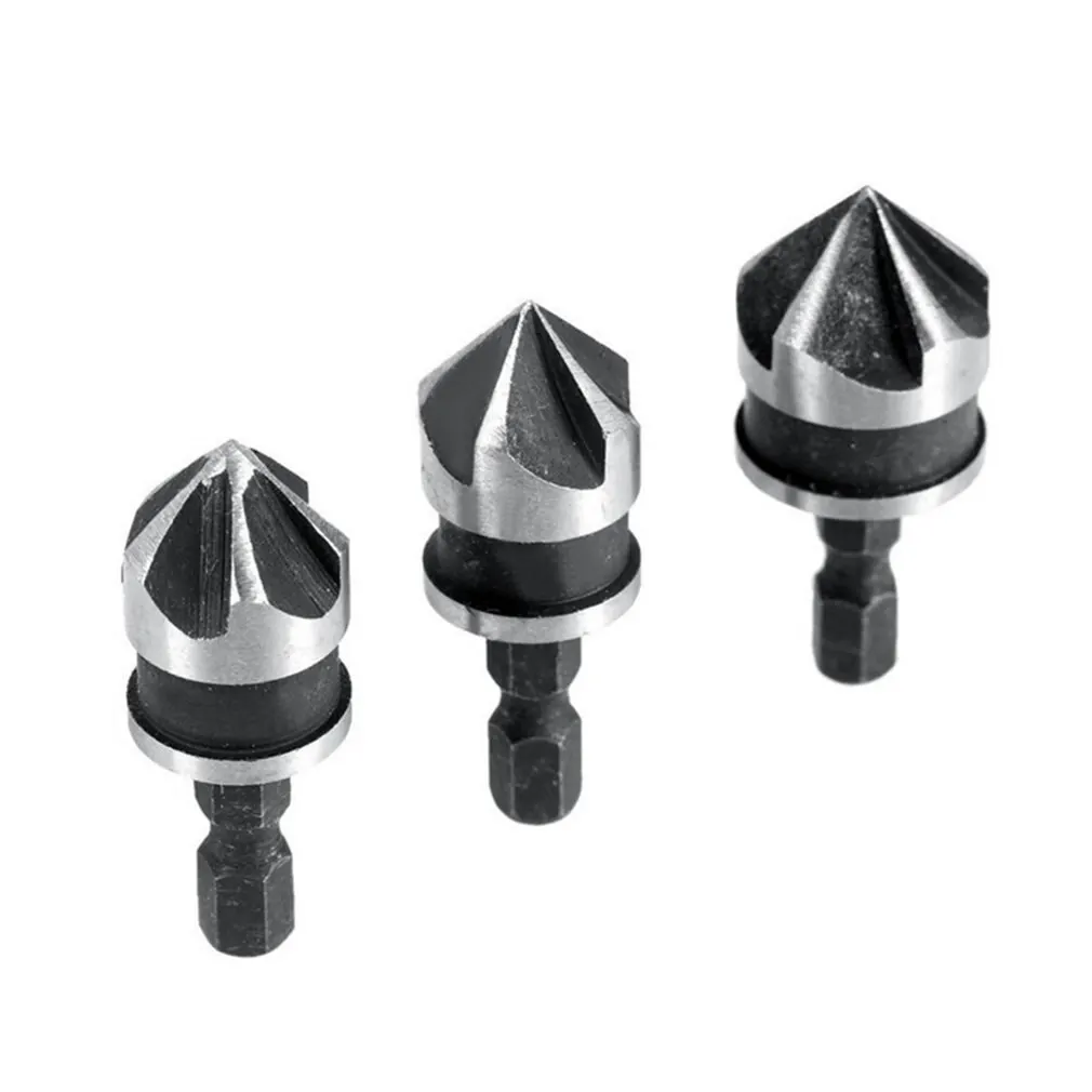 

3Pcs 1/4" Hex 12mm 16mm 19mm Countersink Power Drill Bit Bore Set For Wood Metal