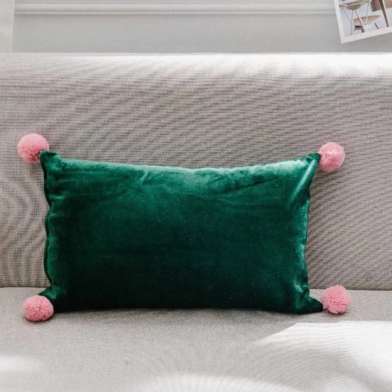 Nodic Style Green Sofa Throw Pillow Cushion Decorative Pillow Home Decor Velvet Pillowcase Luxury Sofa Cushions 30x50cm