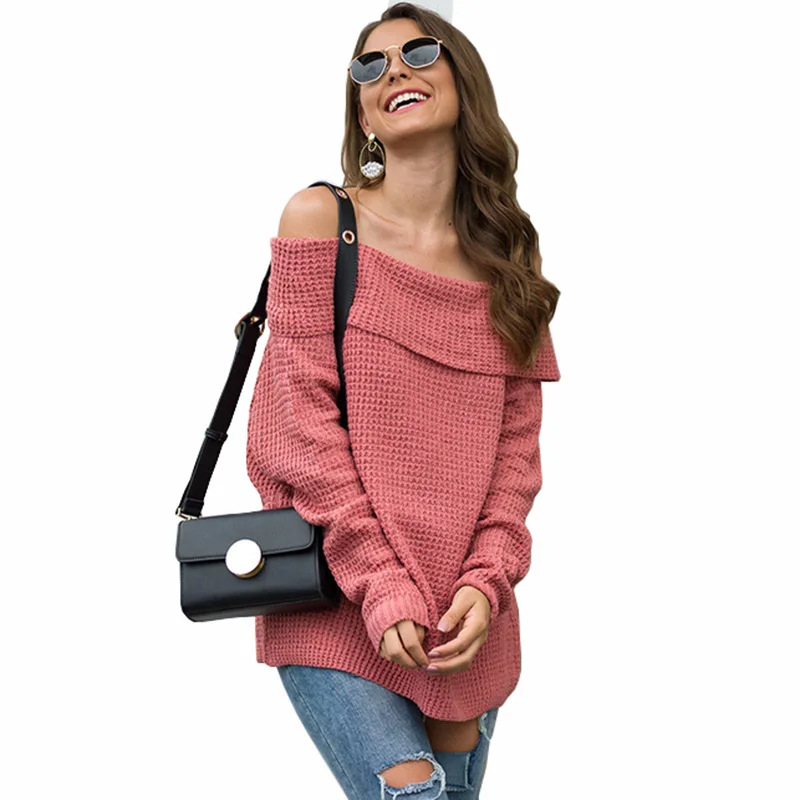 Fashion Women's Sweaters 2019 Women Pullover Sweater Knitted/ Loose/ Oversized Plus Size Off Shoulder | Женская одежда