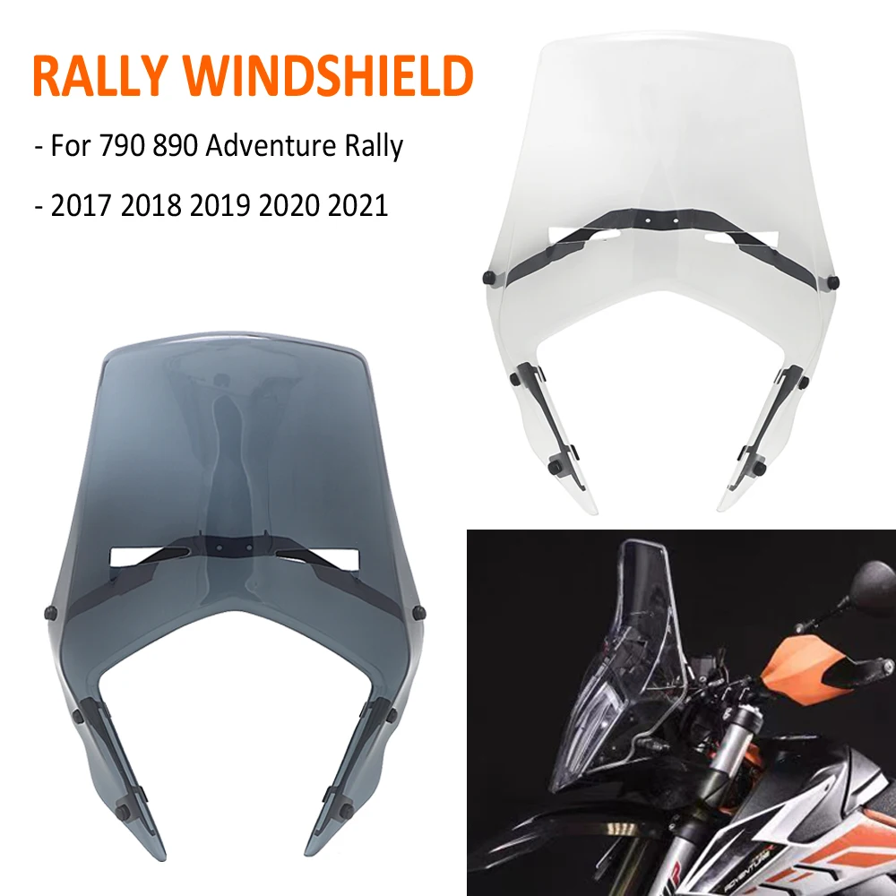 For 790 890 ADV Adventure Rally Motorcycle Front Screen Fairing Double Bubble Acrylic Windshield Windscreen Wind Deflector 2017-