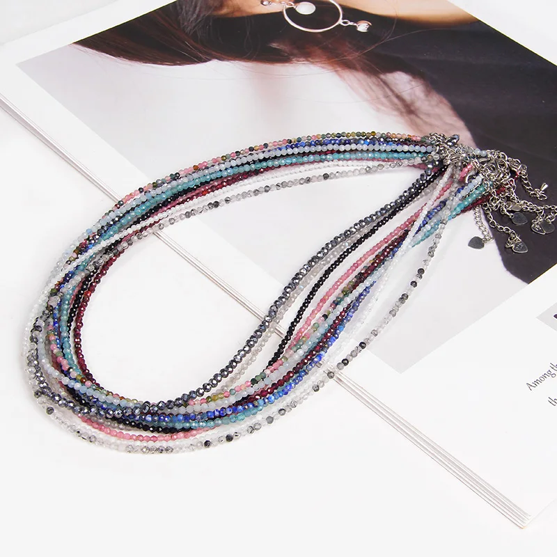 Женское Ожерелье из турмалина в стиле бохо крошечные бусины настоящего